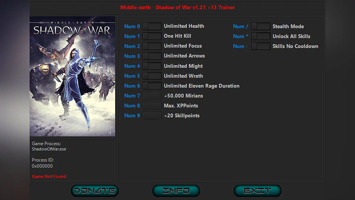 Middle-earth: Shadow of War — Trainer (+13) [1.20 / 1.21: Steam & GoG]