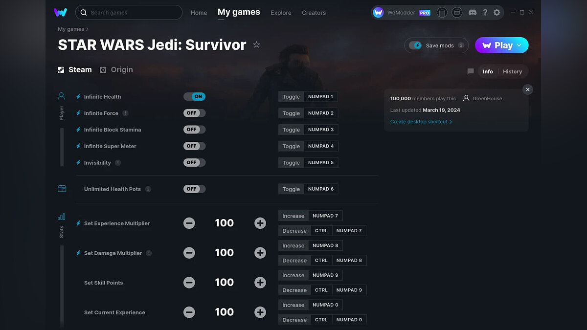 Star Wars Jedi: Survivor — Trainer (+15) from 03/19/2024 [WeMod]