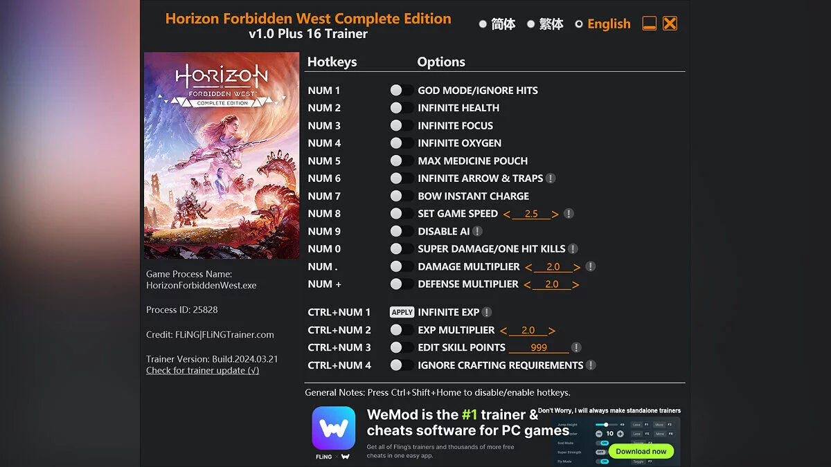 Horizon Forbidden West — Trainer (+16) [1.0]