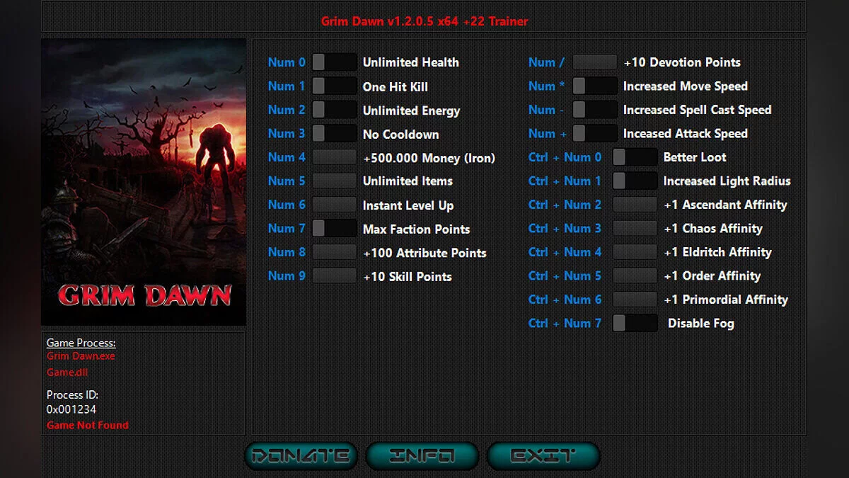 Grim Dawn — Entrenador (+22) [1.2.0.5: Steam y GoG]