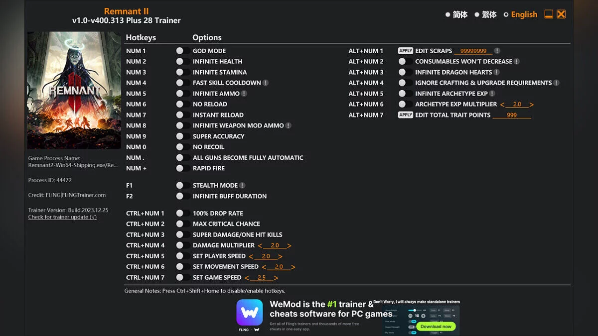 Remnant 2 — Trainer (+28) [1.0 - 410.790]