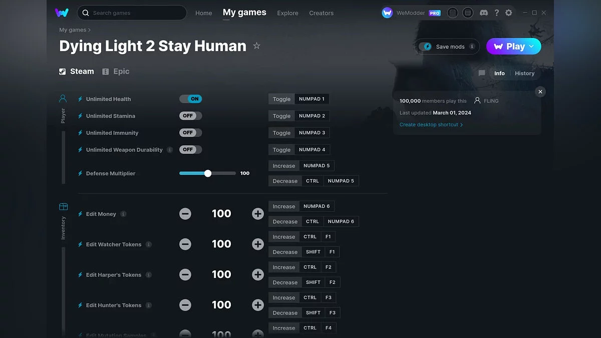 Dying Light 2 Stay Human — Trainer (+30) from 03/01/2024 [WeMod]