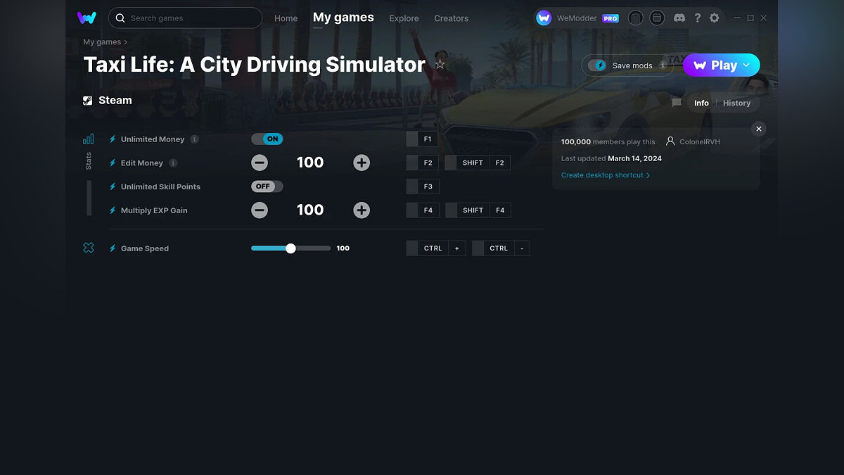 Taxi Life: A City Driving Simulator — Trainer (+5) from 03/14/2024 [WeMod]