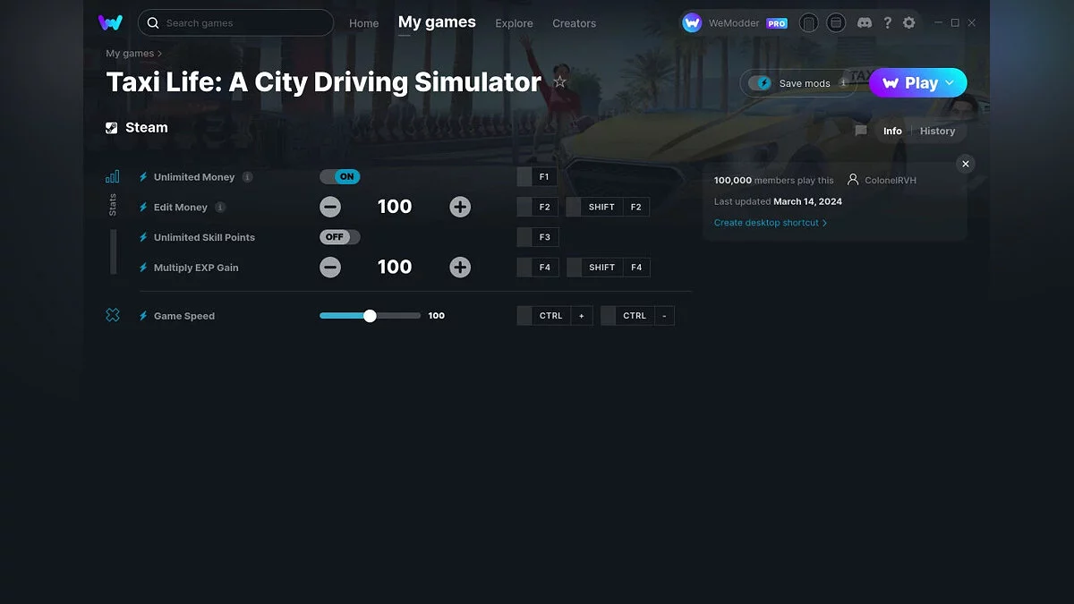 Taxi Life: A City Driving Simulator — Trainer (+5) from 03/14/2024 [WeMod]