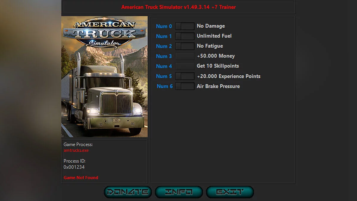 American Truck Simulator — Trainer (+7) [1.49.3.14]