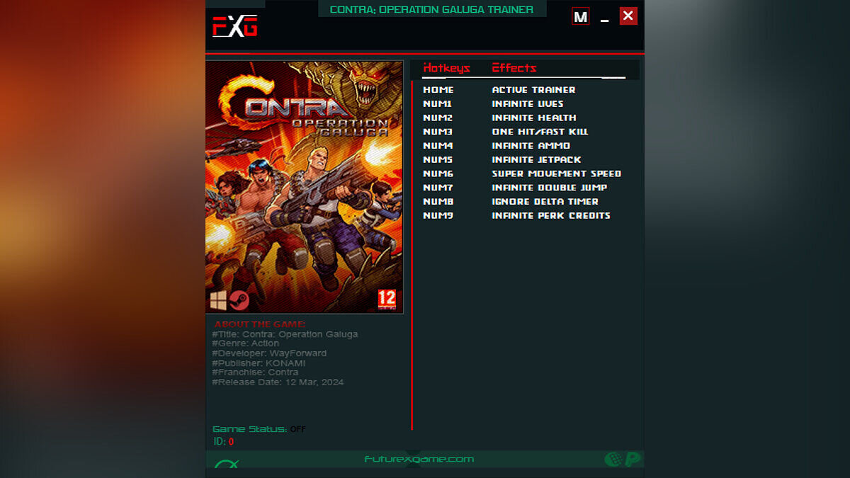 Contra: Operation Galuga — Trainer (+9) [UPD: 03/12/2024]