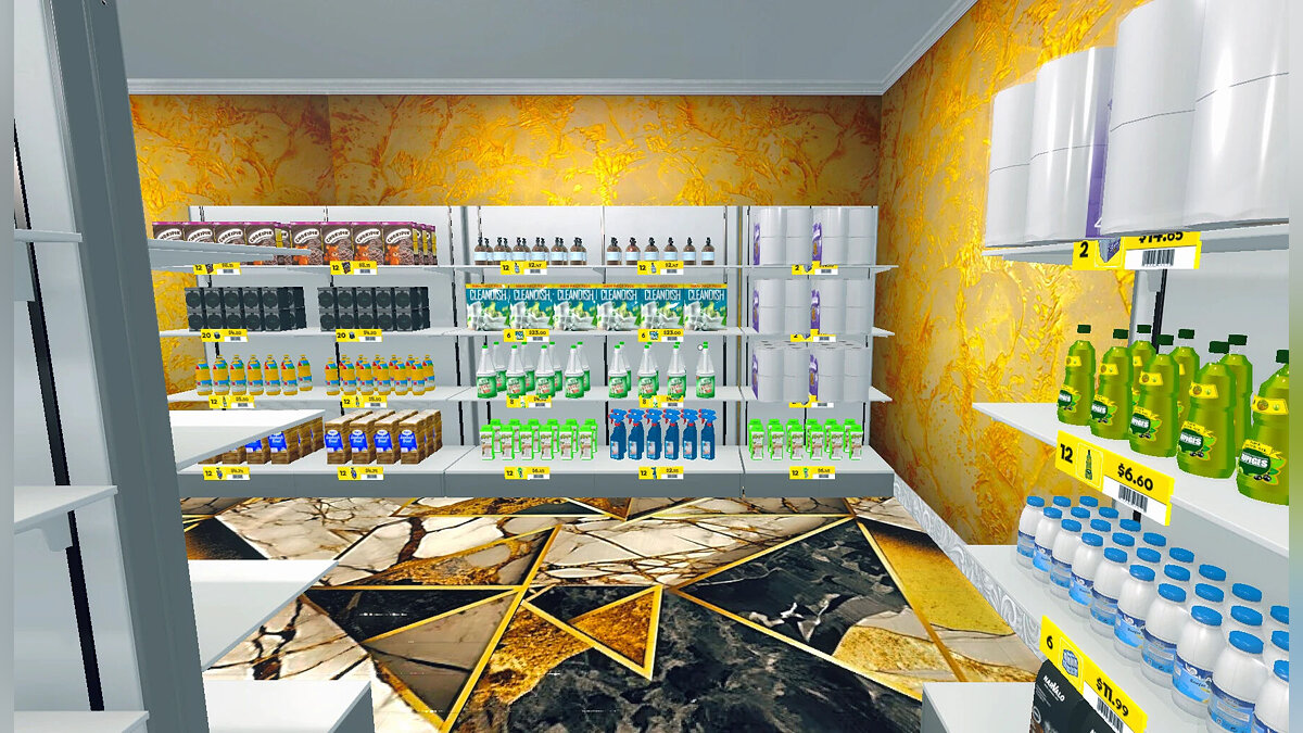 Supermarket Simulator — Designer floor and gold wallpaper