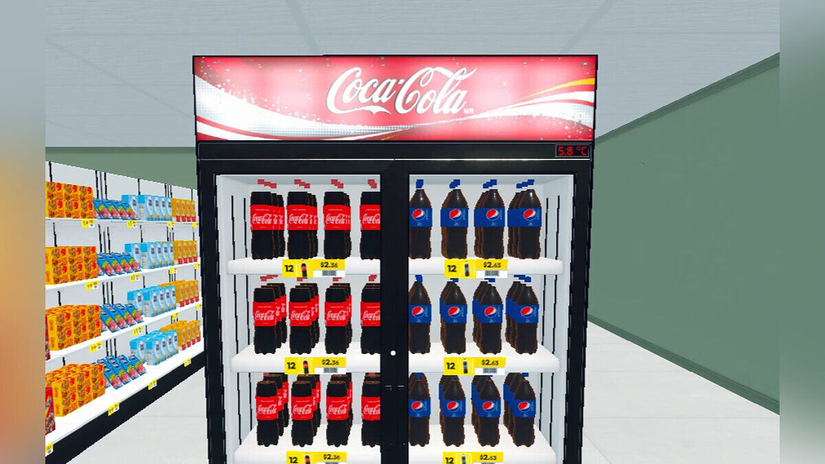 Supermarket Simulator — Coca-Cola refrigerator