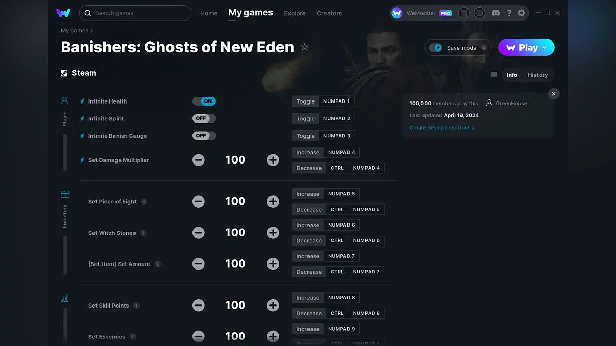 Banishers: Ghosts of New Eden — Trainer (+11) from 04/19/2024 [WeMod]