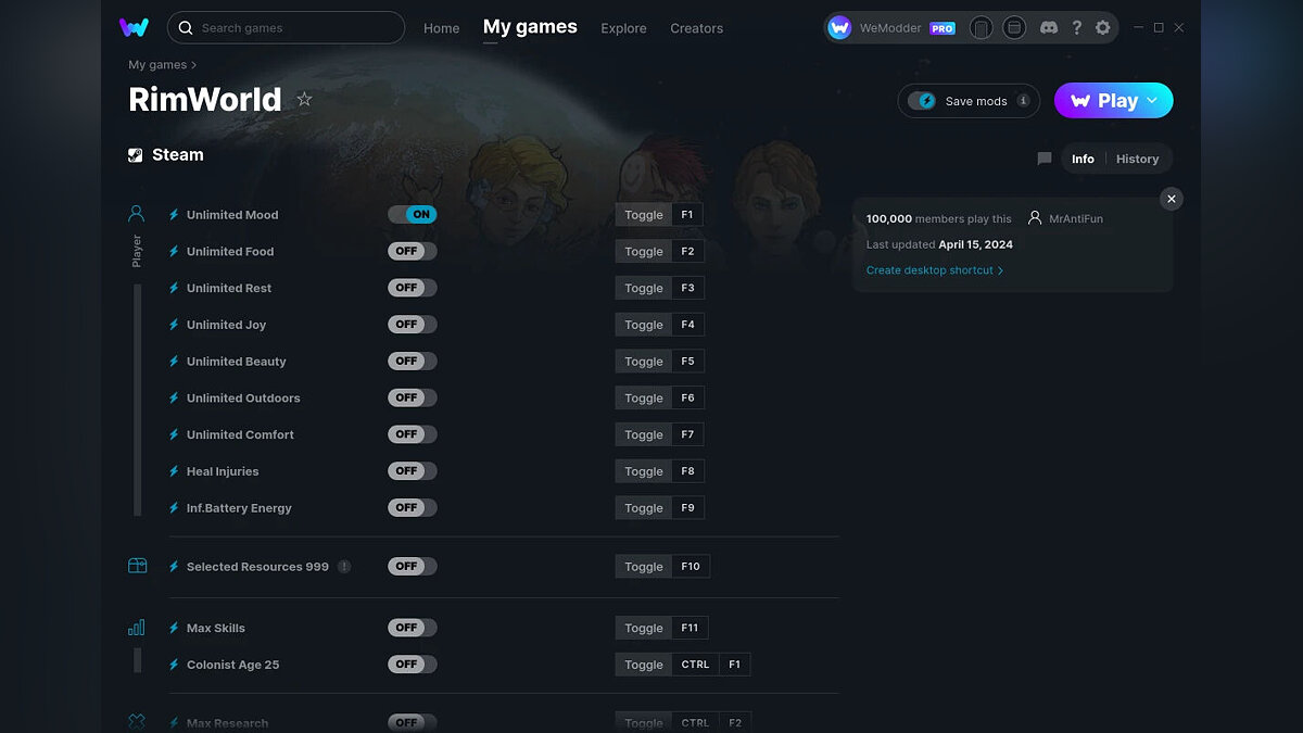 RimWorld — Trainer (+14) from 04/15/2024 [WeMod]