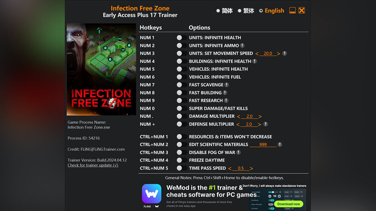 Infection Free Zone — Trainer (+17) [EA: 04/12/2024]