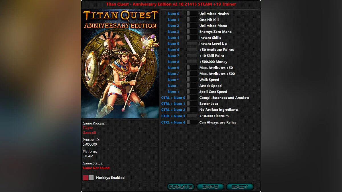 Titan Quest Anniversary Edition — Entrenador (+19) [2.10.21415 #3]