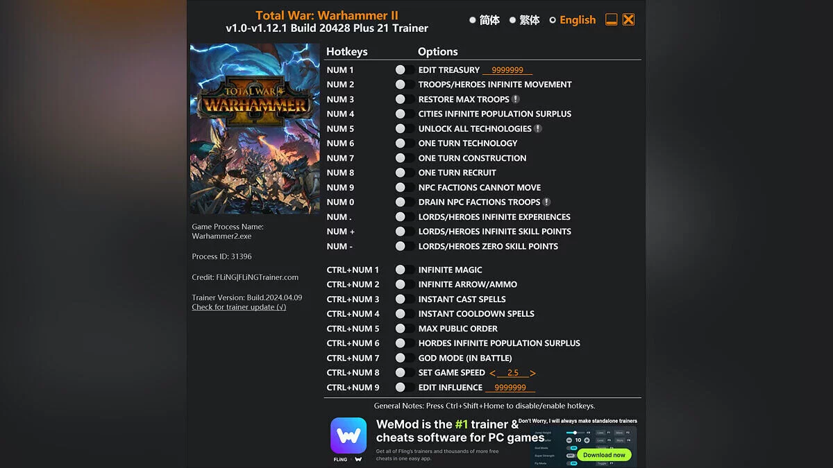 Total War: Warhammer 2 — Trainer (+21) [1.0 - 1.12.1 Build 20428]