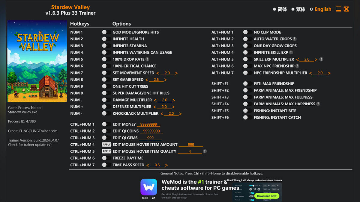 Stardew Valley — Trainer (+33) [1.6.3]