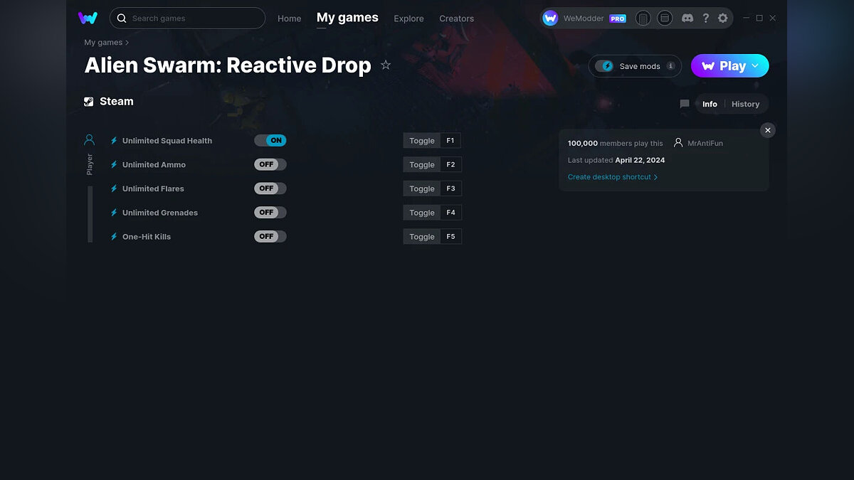 Alien Swarm: Reactive Drop — Trainer (+5) from 04/22/2024 [WeMod]