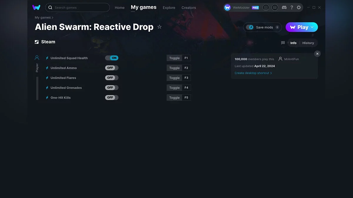 Alien Swarm: Reactive Drop — Trainer (+5) from 04/22/2024 [WeMod]