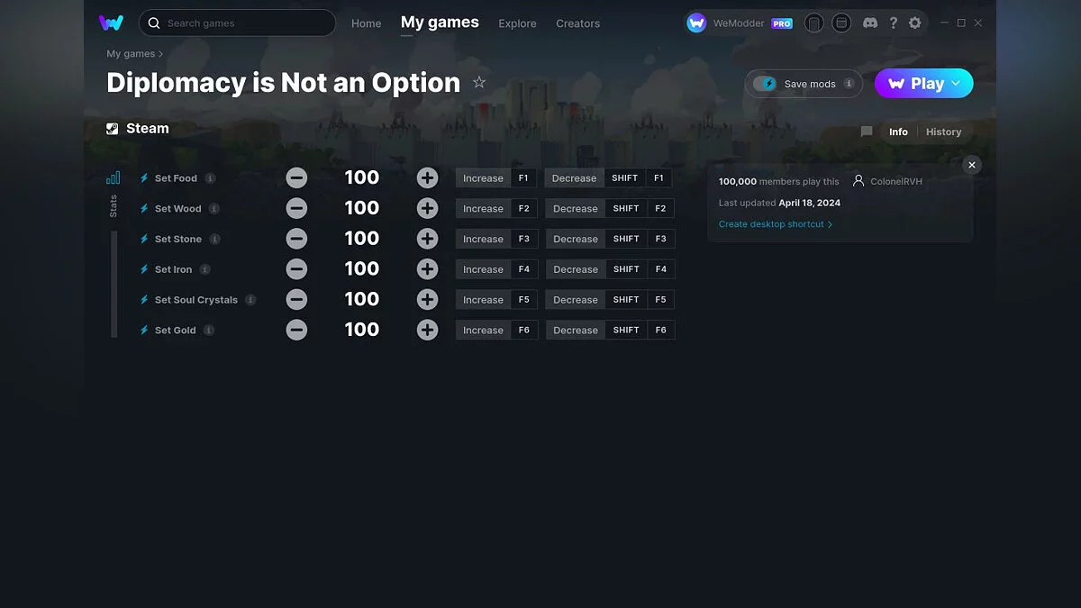 Diplomacy is Not an Option — Formateur (+6) du 18/04/2024 [WeMod]