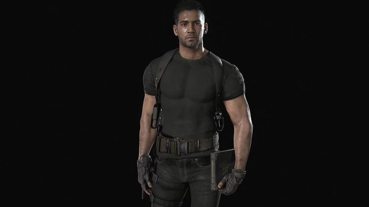 Resident Evil Village Gold Edition — Carlos con camiseta y jeans en lugar de Ethan.