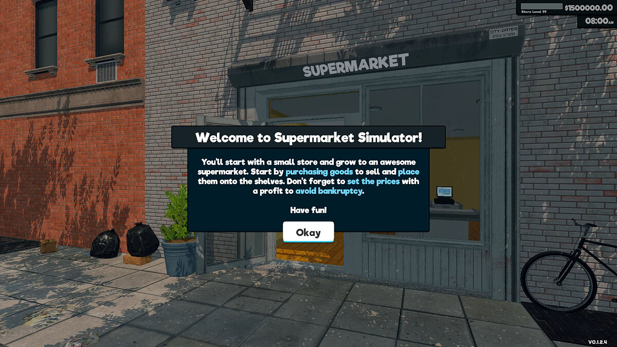 Supermarket Simulator — Starting the game at level 99