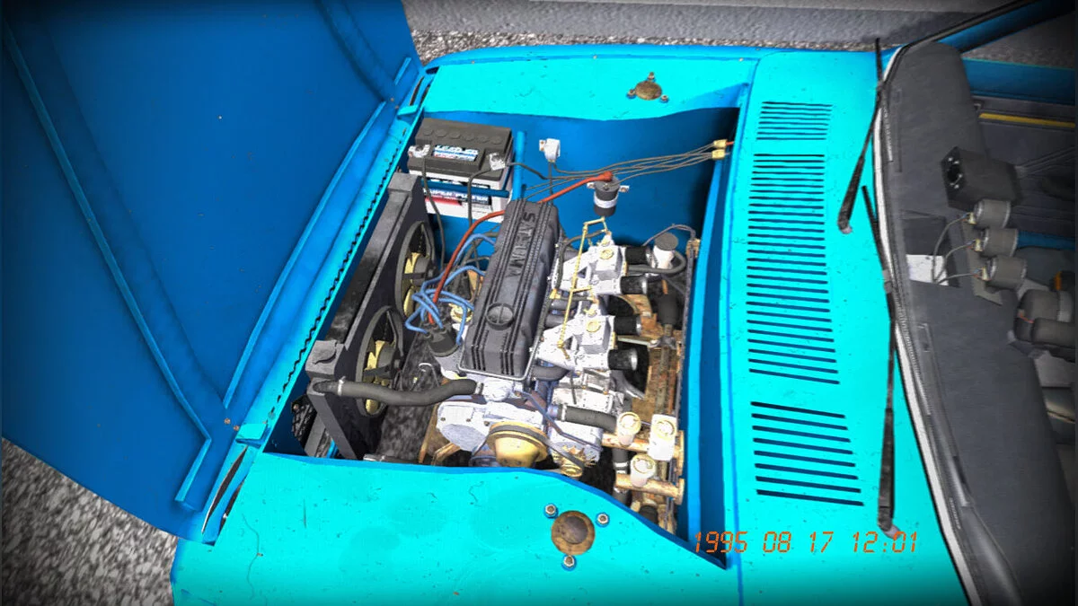 My Summer Car — Mavi renkli modifiye edilmiş Satsuma, 19k marka ile