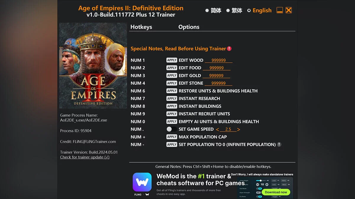 Age Of Empires 2: Definitive Edition — Trainer (+12) [1.0 - Build.11172]