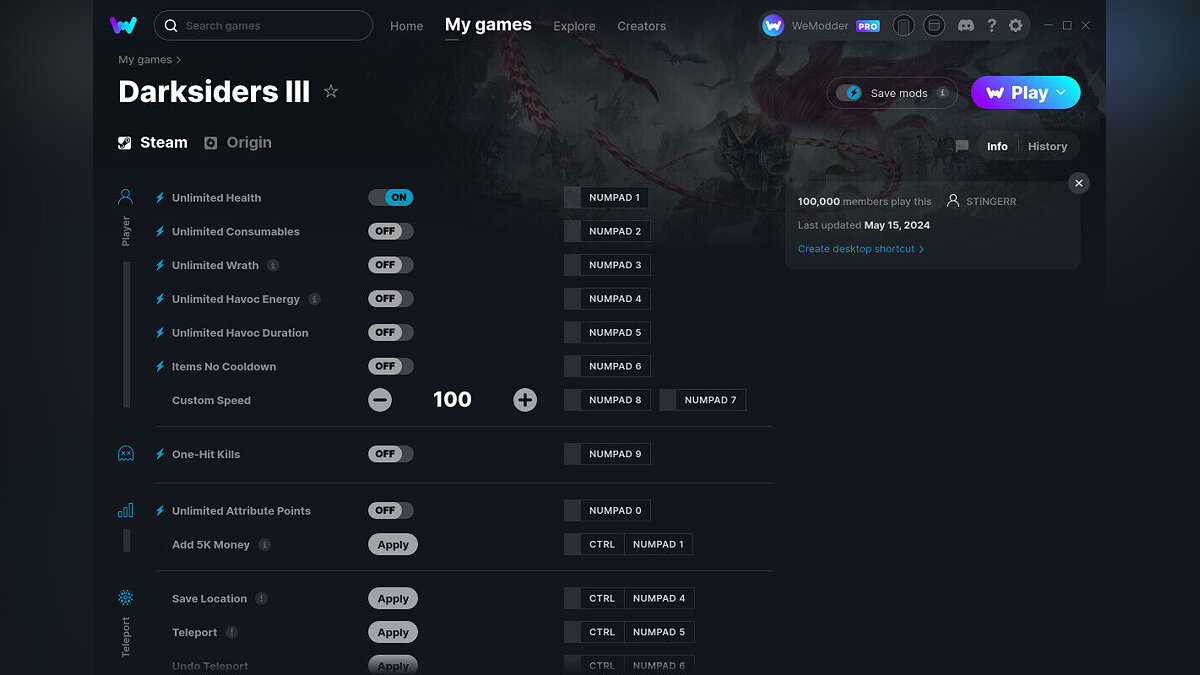 Darksiders 3 — Trainer (+13) from 05/15/2024 [WeMod]