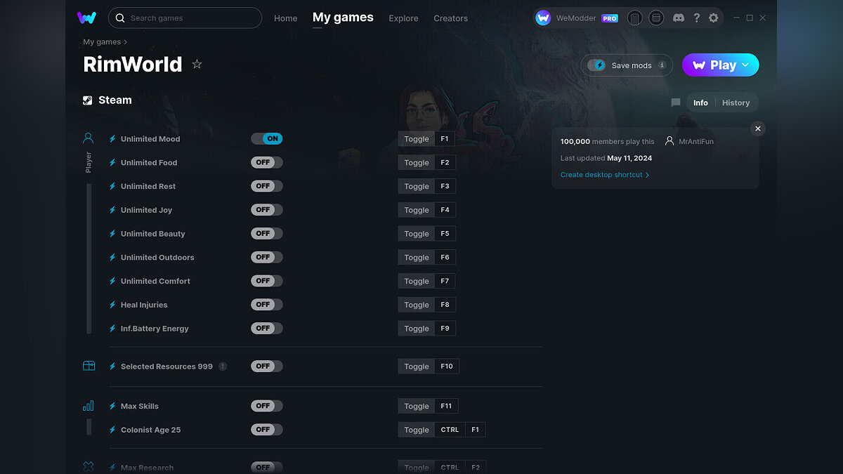 RimWorld — Trainer (+14) from 05/11/2024 [WeMod]