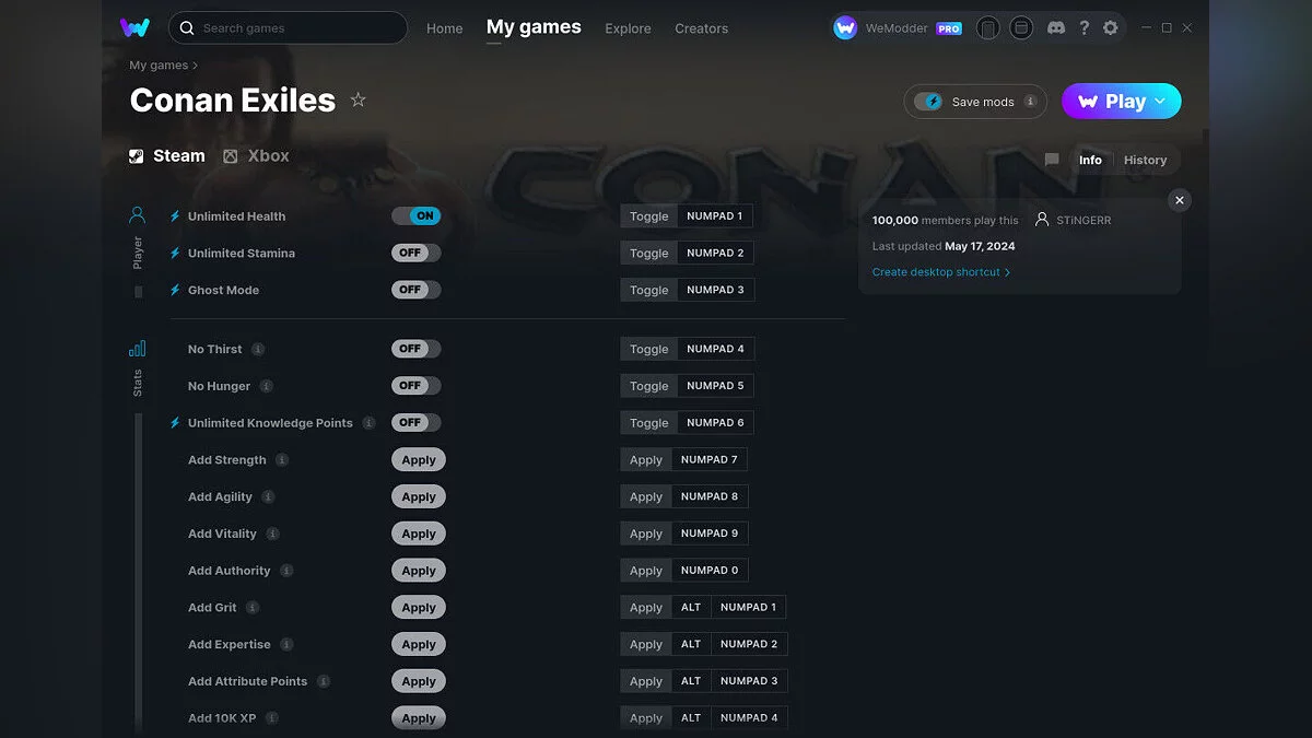 Conan Exiles — Trainer (+16) from 05/17/2024 [WeMod]