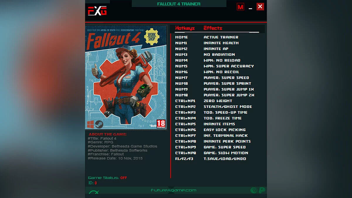 Fallout 4 — Entrenador (+21) [1.0-1.10.980.0]