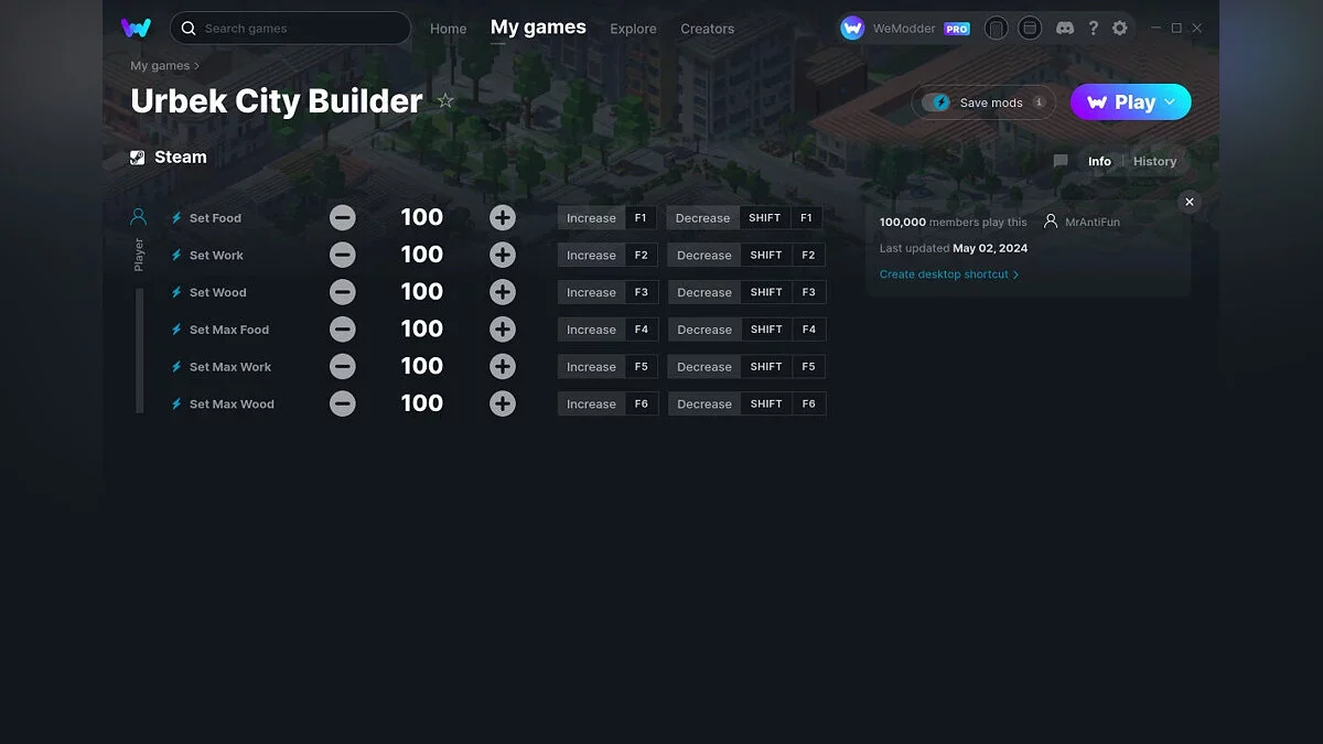 Urbek City Builder — Entrenador (+6) del 02.05.2024 [WeMod]