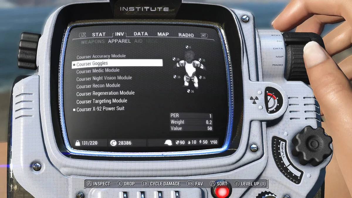Fallout 4 — Courser X-92 Güç Zırhı CBBE ve PipBoy — hafif ve şık zırh