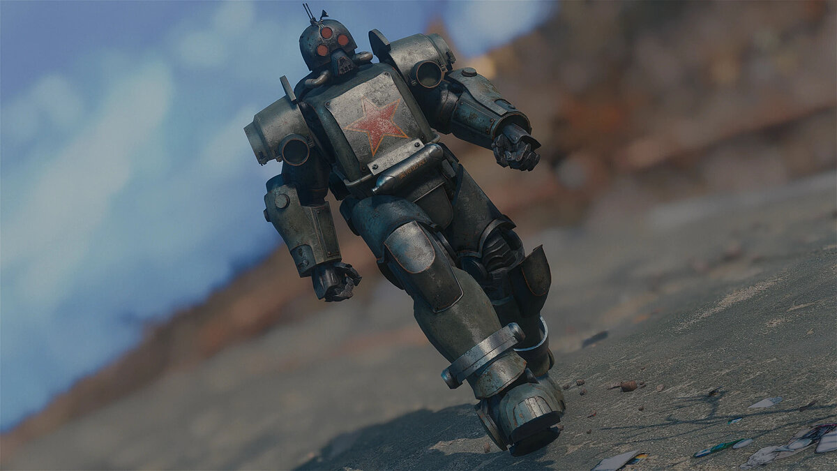 Fallout 4 — Red Shift Power Armor - armor with a red star from Fallout 76