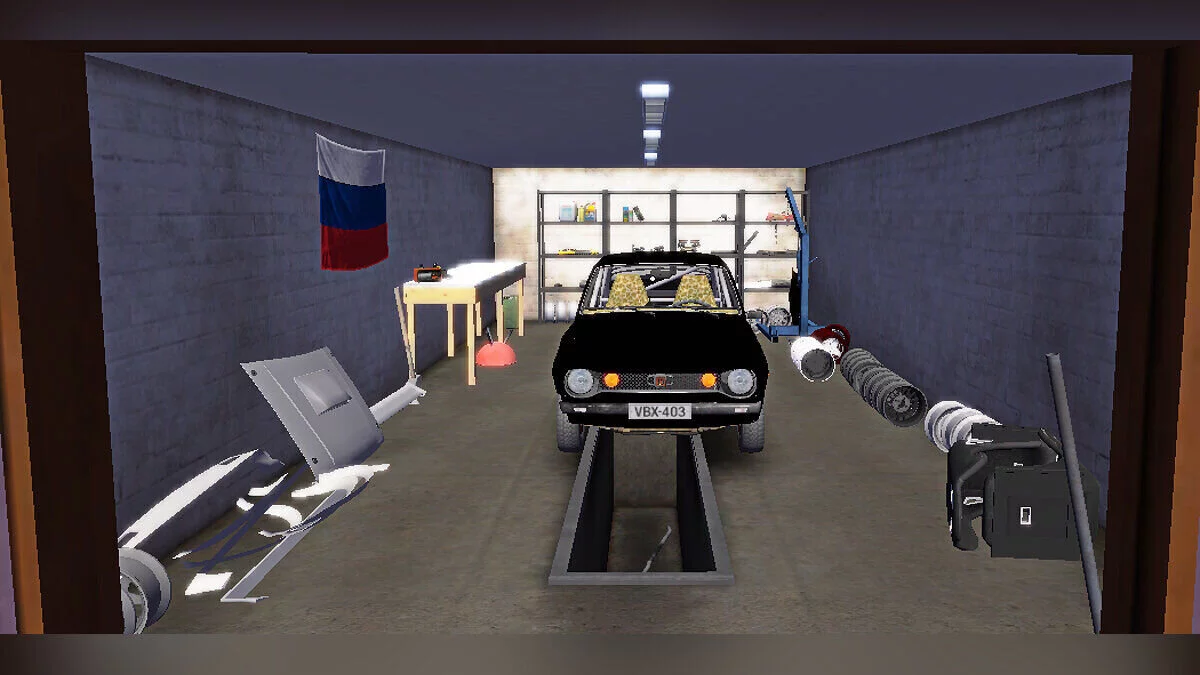 My Summer Car — Stock Satsuma, mucha comida, afinando en el garaje.