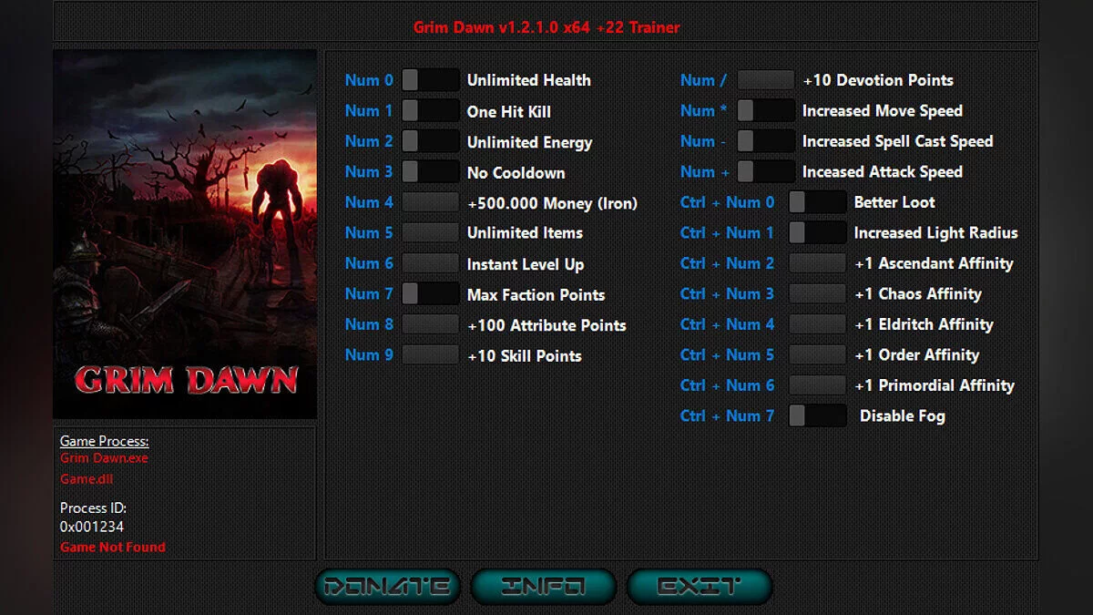 Grim Dawn — Trainer (+22) [1.2.1.0 & 1.2.1.1 : Steam & GoG]