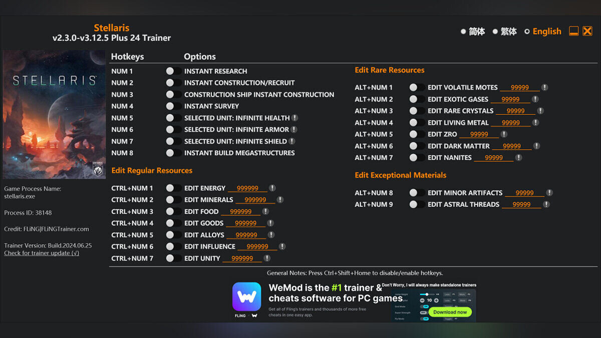 Stellaris — Trainer (+24) [1.0 - 3.12.5]