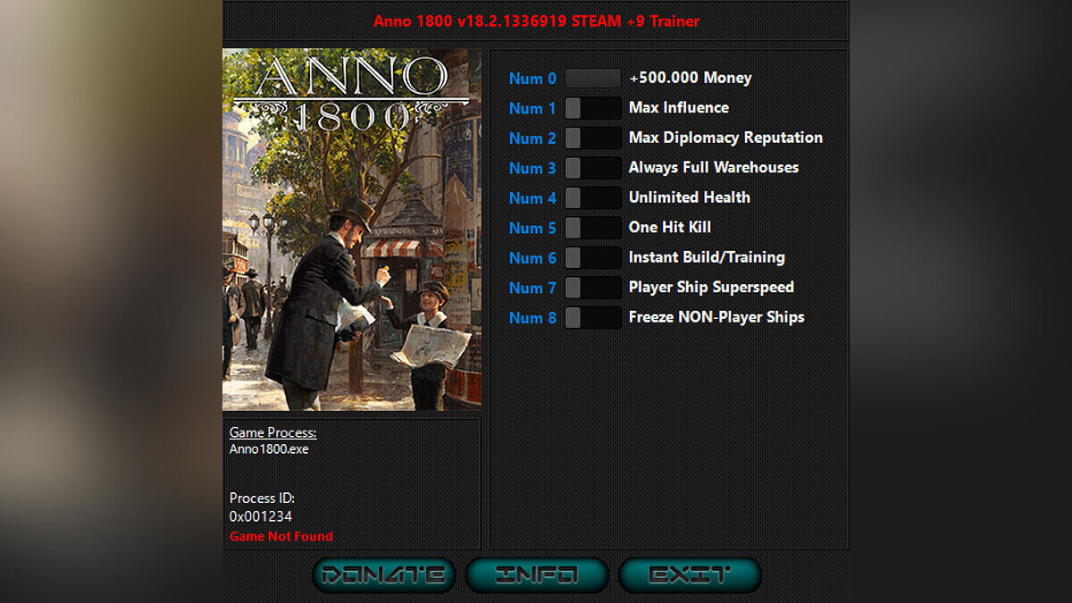 Anno 1800 — Trainer (+9) [9.2.9726000 - 18.2.1336919 / Uplay, Steam]