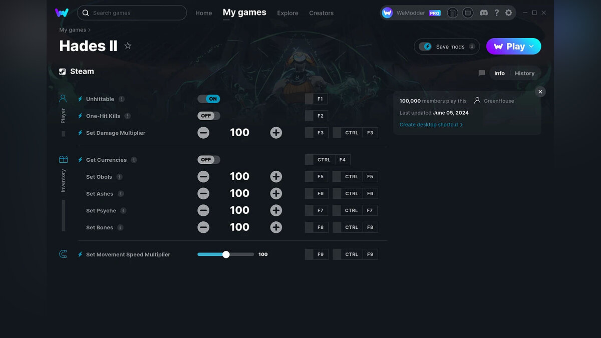 Hades 2 — Trainer (+9) from 06/05/2024 [WeMod]