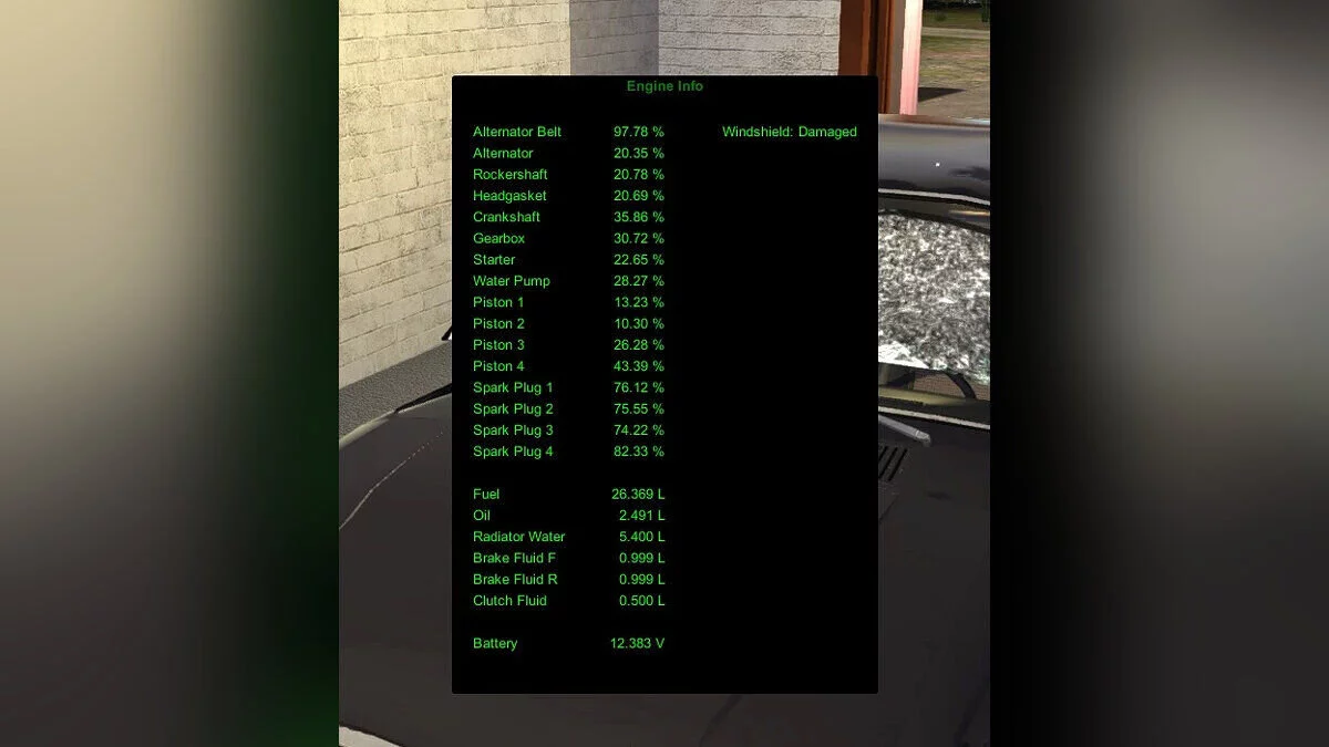 My Summer Car — Motor Bilgisi — motor bileşenlerinin durumunu gösterme