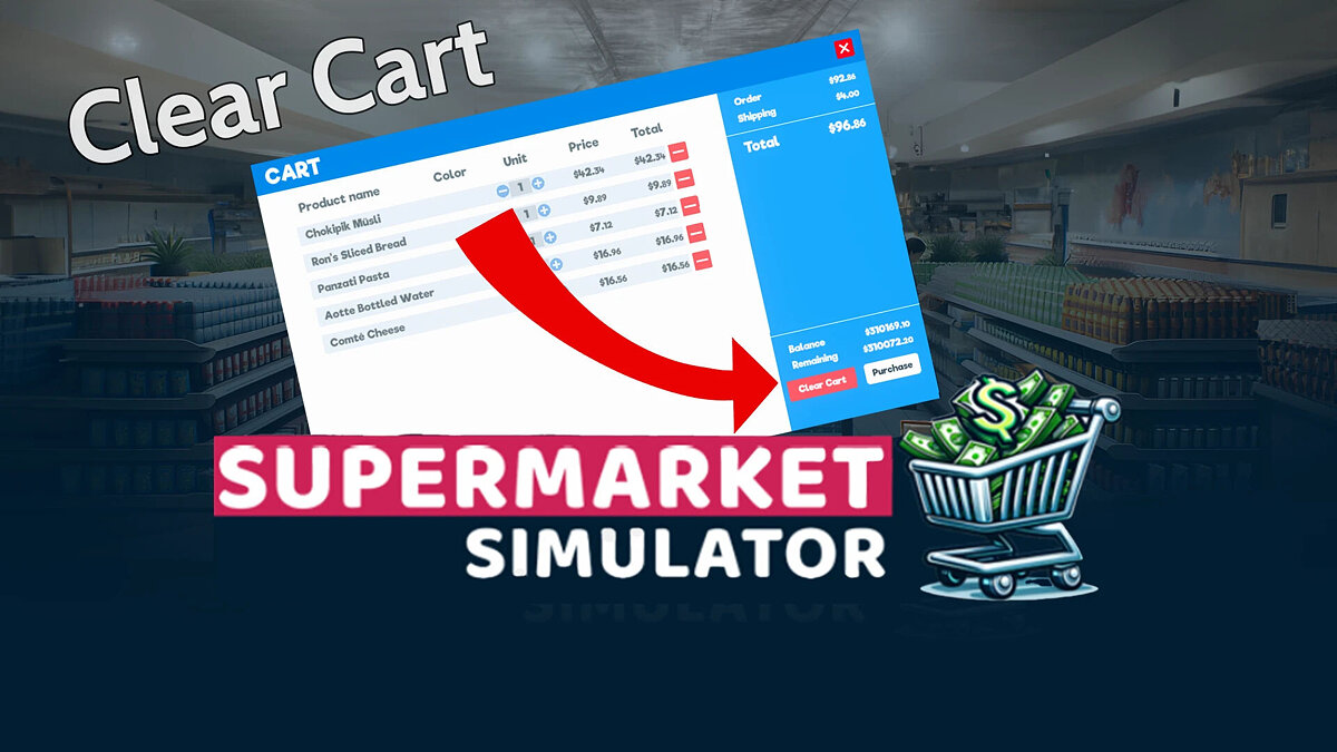 Supermarket Simulator — Empty Trash button