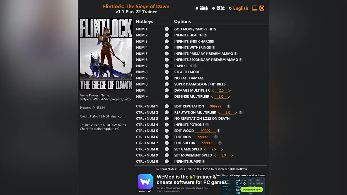 Flintlock: The Siege of Dawn — Entrenador (+22) [1.1]