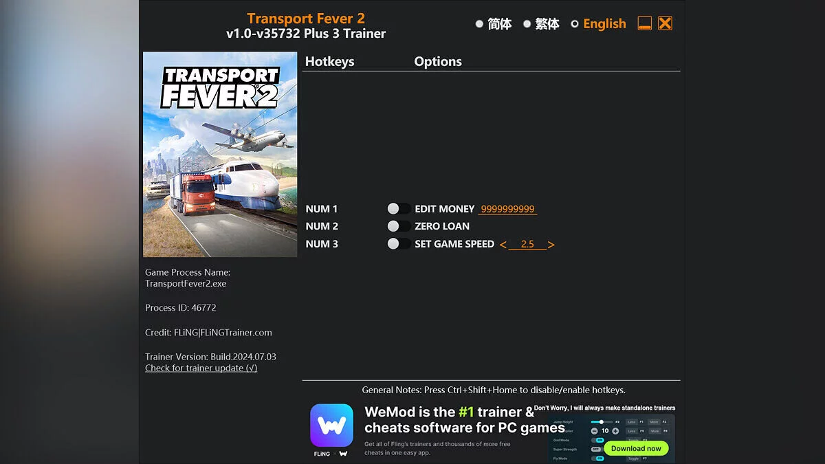 Transport Fever 2 — Trainer (+3) [1.0 - 35732]