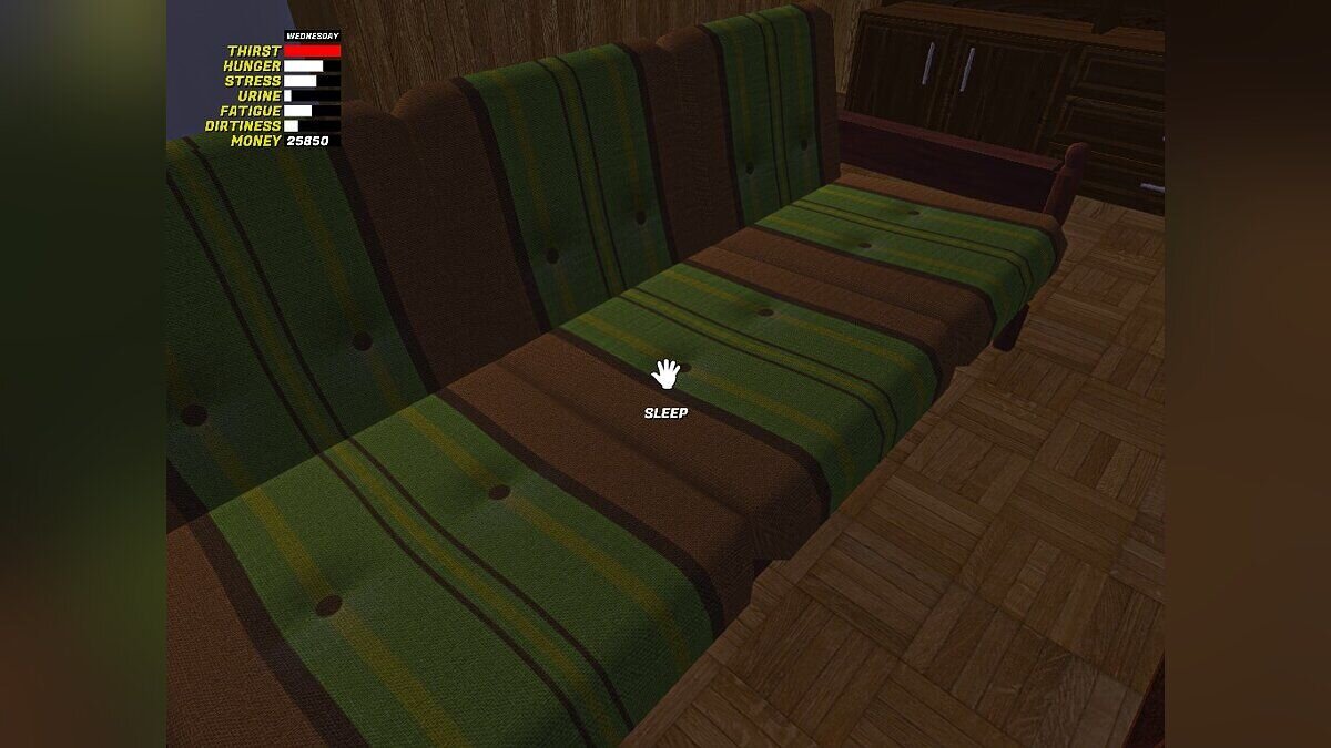 My Summer Car — Possibility to sleep on the sofa in front of the TV