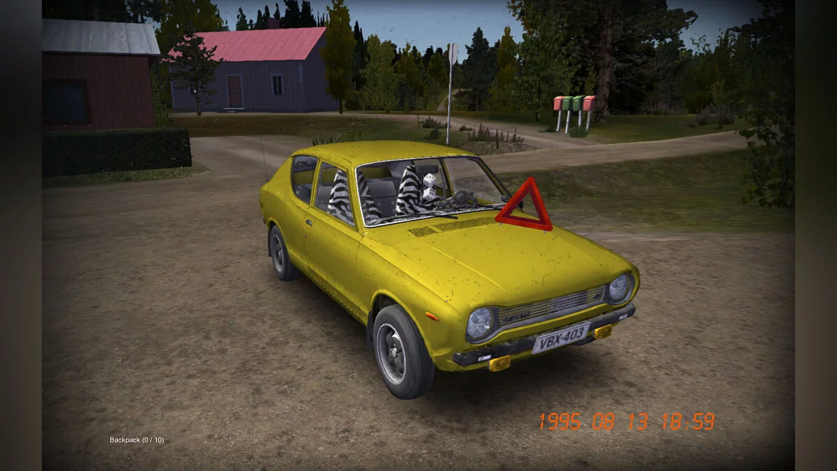 My Summer Car — Zakończona misja, uszkodzona Satsuma po wypadku