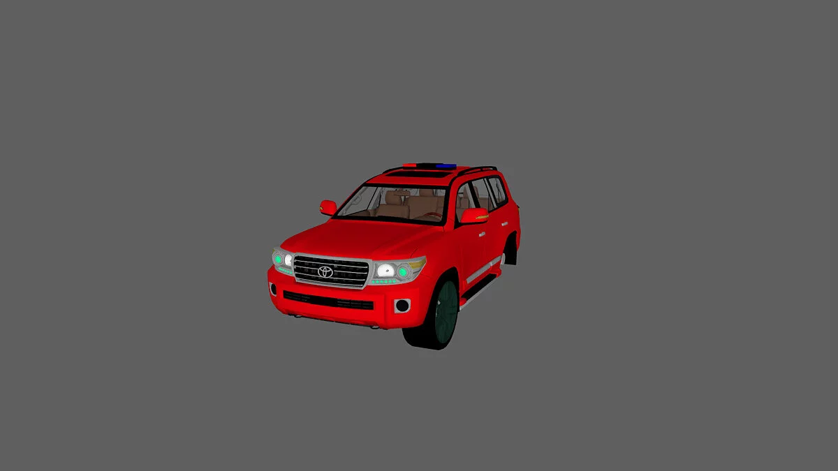 Simple Car Crash Physics Sim — Toyota Land Cruiser 200 con luces intermitentes