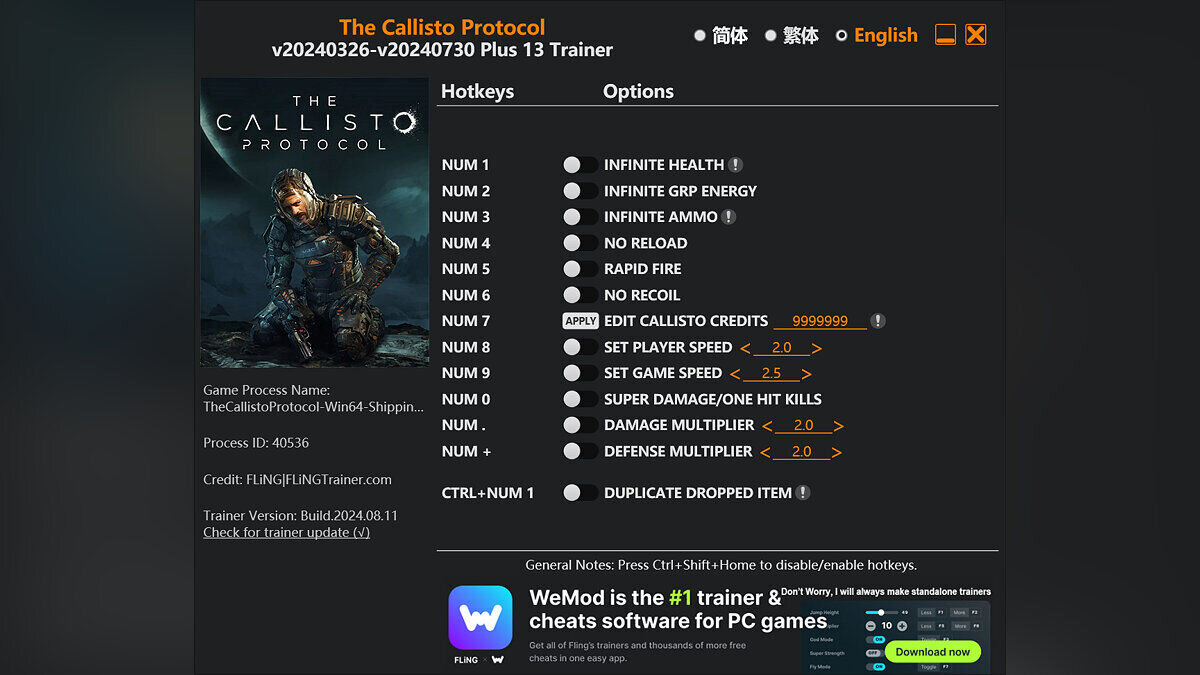 The Callisto Protocol — Trainer (+12) [UPD: 07/30/2024]