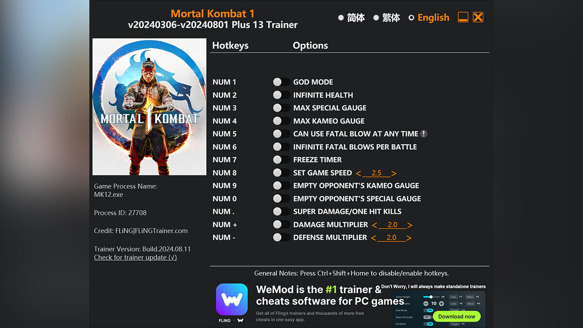 Mortal Kombat 1 — Trainer (+13) [UPD: 05/07/2024]