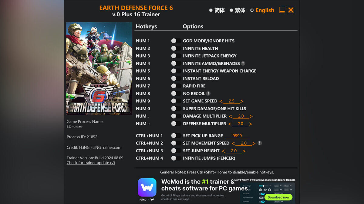 Earth Defense Force 6 — Trainer (+16) [1.0]