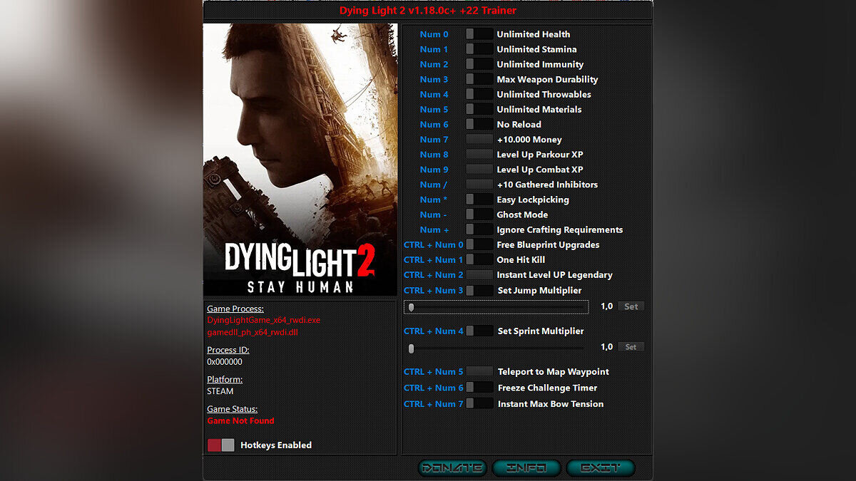 Dying Light 2 Stay Human — Trainer (+22) [1.18.0c]