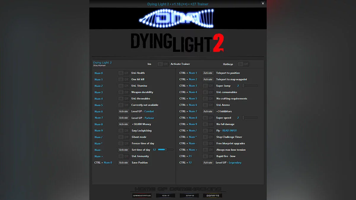 Dying Light 2 Stay Human — Trainer (+27) [1.18]