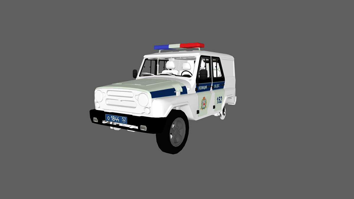 Simple Car Crash Physics Sim — UAZ in police livery